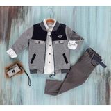 Pilot Aramalı Şardonlu Pilot Mont Gömlekli Üçlü Alt Üst Takım - SM2631-GRI-1 Yaş Gri