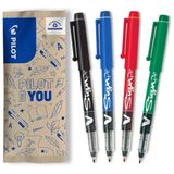 Pilot FLW538882 2.0 mm V Tasarımlı Kalem Sıvı Mürekkep Ucu - Siyah/Mavi/Kırmızı/Yeşil (4'lü Paket)