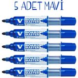 Pilot V Board Master Mavi Yuvarlak Uç Tahta Kalemi 5'li Yazı Tahtası Kalemi Seti
