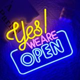 PILOYINDE Evet! WE ARE AÇIK Neon Tabela Açık LED Levha Duvar Dekorasyonu için Sarı-Pembe-Mavi Açık LED Yazı WE ARE OPEN Işıklı Tabelalar Bar Restoran Otel Mağaza Kulüp Dekor için