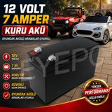 Pilsan Çocuk Araç Oyuncak İle Uyumlu 12 Volt 7 Amper Bakımsız Kuru Akü 12v 7ah