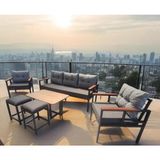 Pimango Pi Elize Bahçe Ve Balkon Mobilyası Antrasit Gri 3+1+1 Sehpalı Ve 2 Puflu - Antrasit - Gri