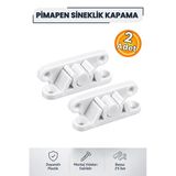 Pimapen Pvc Pencere Kapı Sineklik Kapama Çıt Çıt 2’Li Set Beyaz Plastik Tutucu Kilit Aparatı 5,5 Cm 8 Vidalı Dayanıklı Sineklik Sabitleyici