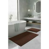 Pimula Home Makarna Banyo Paspası Kaymaz Tabanlı Yıkanabilir 2'li Set 60X100 & 40X60 - Kahverengi - renk / ölçü
