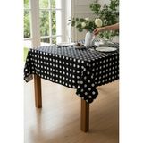 Pimula Home Su Itici Muşamba Kaplı Pamuklu Masa Örtüsü 140X140 cm | Piknik & Yer Sofrası Uyumlu - Siyah - 140 x 140 cm