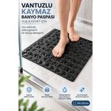 Pimula home Vantuzlu Kaymaz Banyo ve Duş Paspası Siyah 53x53 cm