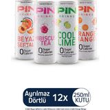Pin Ayrılmaz Dörtlü Soğuk Çay Deneme Paketi 12 Adet 250ML Ice Tea