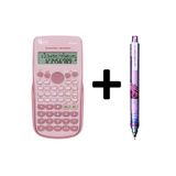 Pin Fonksiyonel Bilimsel Hesap Mak.240 Fonksiyonlu Pembe ve Uni-Ball Kuru Toga 07mm Versatil Kalem