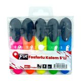 Pin Fosforlu 800 Canlı Renkler 5 Kalem Renk Set Blisterli
