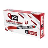 Pin Pin 700K Asetat Kalemi Silgili S Uç Kırmızı 12'li Kutu