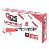 Pin Pin 710K Asetat Kalemi Silgili M Uç Kırmızı 12'li Kutu