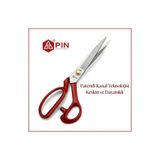 Pin Profesyonel Kırmızı Terzi Makası 8 Inç - Yüksek Kaliteli Dikiş ve Kumaş Kesim Makası