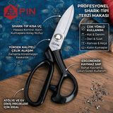 Pin Profesyonel Shark Tipi Kumaş Makası - Deri, Kot, Keçe Kesimi İçin Kısa Uçlu Terzi Makası