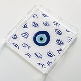 Pina Company Nazar Boncuğu ve Göz Desenli Çay Kahve Sunum Servis Tepsisi Akrilik 25CMX25CM