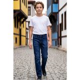 Pina Kids Erkek Çocuk Bıyık Detaylı Likralı Kot Pantolon PNT6016 - Mavi - 10 Yaş - Regular