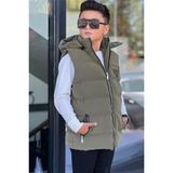 Pina Kids Erkek Çocuk Çıtçıt Kapüşonlu Nova Kumaş Şişme Yelek YLK3026 - 13 - 14 Yaş - Haki
