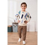 Pina Kids Erkek Çocuk Geometrik Desenli Okul Günlük Eşofman Takımı ESF7038 - Kahverengi - 5 - 6 Yaş