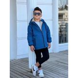 Pina Kids Erkek Çocuk Kürklü Çıkarılabilir Kapüşonlu Oversize Kışlık Mont Km4030 Saks
