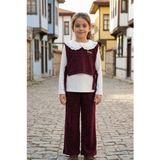 Pina Kids Kız Çocuk Dantel Yaka Penyeli Süveterli Alt Üst Takım - 5 - 6 Yaş - Bordo