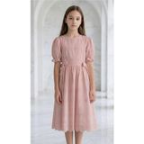 Pina Kids Kız Çocuk Kısa Lastikli Kollu Beli Ikili Kurdelalı Sutaşı Detaylı Elbise ELB2015 - 10 - 11 Yaş - Pembe