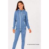 Pina Kids Kız Çocuk Scuba Potential Kalın Şeritli Kapüşonlu Dalgıç Kumaş Eşofman Takımı ESF7025 - 9 - 10 Yaş - Indigo
