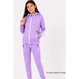 Pina Kids Kız Çocuk Scuba Potential Kalın Şeritli Kapüşonlu Dalgıç Kumaş Eşofman Takımı ESF7025 - 9 - 10 Yaş - Lila