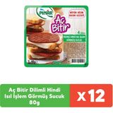 Pınar Aç Bitir Dilimli Hindi Isıl İşlem Görmüş Sucuk 80g x 12 Adet - 80 gr