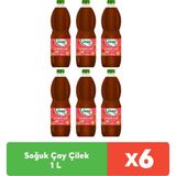 Pınar Soğuk Çay Çilek 1 L x 6 Adet Ferahlatıcı Lezzet ve Limon Kabuğu ile Özel İçecek - Kağıt Filtre
