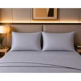 Pınarhome collection 1 cm Çizgi Desenli Saten Kumaş Kapaklı Yastık Kılıfı --50X70CM--2 Adet (1 Çift) - Açık Gri - 50x70 cm