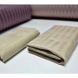 Pınarhome collection 1 cm Çizgi Desenli Saten Kumaş Kapaklı Yastık Kılıfı --50X70CM--2 Adet (1 Çift) - Bej - 50x70 cm