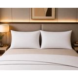 Pınarhome collection 1 cm Çizgi Desenli Saten Kumaş Kapaklı Yastık Kılıfı --50X70CM--2 Adet (1 Çift) - Beyaz - 50x70 cm