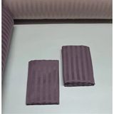 Pınarhome collection 1 cm Çizgi Desenli Saten Kumaş Kapaklı Yastık Kılıfı --50X70CM--2 Adet (1 Çift) - Mor - 50x70 cm