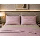 Pınarhome collection 1 cm Çizgi Desenli Saten Kumaş Kapaklı Yastık Kılıfı --50X70CM--2 Adet (1 Çift) - Pembe - 50x70 cm