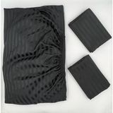 Pınarhome collection Saten Lastikli Çarşaf + Kapaklı Yastık Kılıfı (Yüksek Köşe Derinliği ) ***son Trend*** - Siyah - 160 x 200
