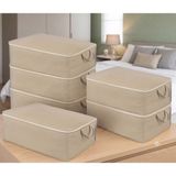 Pınars 6 Adet Büyük Boy Gri Yatak Baza Altı Çok Amaçlı Hurç 64 x 45 x 22 cm - Kahverengi