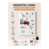 pınars Mıknatıslı Pano Beyaz 40x60 cm Dekoratif Metal Magnet Panosu , Not Fotoğraf Duvar Panosu