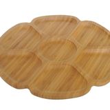 Pincho Delicado Bölmeli Bambu Servis Tabağı, 32x32x1,7 cm, Kahvaltı ve Çerez Sunumu