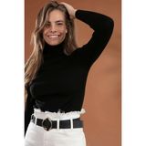 Pındık Butik Kadın Boğazlı Balıkçı Yaka Fitilli Triko KAZAK-888-037 - Standart - Siyah