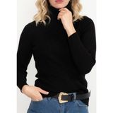 Pındık Butik Kadın Siyah Balıkçı Yaka Triko Kazak - Standart