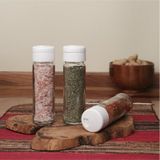 Pine 3lü Baharat Takımı Beyaz Kapaklı Cam Baharatlık