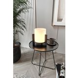 PİNE Abajur – 23x23 cm Kompakt Kare Taban, 23 cm Yükseklik, Doğal Ahşap Görünümlü Modern Masaüstü Aydınlatma, E27 Duy Tipi Uyumlu, LED Ampul ile Kullanılabilir, Göz Yormayan Işık, Yatak Odası (Black)