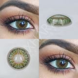 Pine Green/ Hareli Renkli Yeşil Göz Kirpik Lens / Yıllık Kullanım Için Doğal Renkli Seçenek