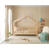 Pine - Natural Çatılı Montessori Karyola - Ahşap - 120X200
