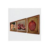 Pinecone Bereket Duası, İki Müzisyen Kız Tablosu, Nar Taş Duvar Tablosu - Ahşap Çerçeveli Taş Tablo - 25x25 cm - 3 Parça Set - Dekoratif Duvar Sanatı - Modern Ev ve Ofis Duvar Dekoru W3-1467