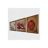 Pinecone Bereket Duası, Kelebekli Çiçek, Nar Taş Duvar Tablosu - Ahşap Çerçeveli Taş Tablo - 25x25 cm - 3 Parça Set - Dekoratif Duvar Sanatı - Modern Ev ve Ofis Duvar Dekoru W3-1135