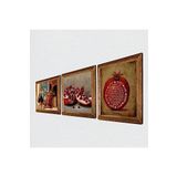 Pinecone Bereket Duası, Satranç Oyunu, Nar Taş Duvar Tablosu - Ahşap Çerçeveli Taş Tablo - 25x25 cm - 3 Parça Set - Dekoratif Duvar Sanatı - Modern Ev ve Ofis Duvar Dekoru W3-1588