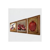 Pinecone Bereket Duası, Semazen, Nar Taş Duvar Tablosu - Ahşap Çerçeveli Taş Tablo - 25x25 cm - 3 Parça Set - Dekoratif Duvar Sanatı - Modern Ev ve Ofis Duvar Dekoru W3-855