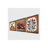 Pinecone Çini Sanatı Lale, Semazen, Nar Taş Duvar Tablosu - Ahşap Çerçeveli Taş Tablo - 25x25 cm - 3 Parça Set - Dekoratif Duvar Sanatı - Modern Ev ve Ofis Duvar Dekoru W3-877