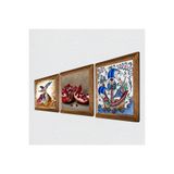 Pinecone Çini Sanatı Yelkenli Gemi, Semazen, Nar Taş Duvar Tablosu - Ahşap Çerçeveli Taş Tablo - 25x25 cm - 3 Parça Set - Dekoratif Duvar Sanatı - Modern Ev ve Ofis Duvar Dekoru W3-875