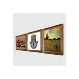 Pinecone Claude Monet Gelincikler, Nar, Fatma Ana Eli (Hamsa) Taş Duvar Tablosu - Ahşap Çerçeveli Taş Tablo - 25x25 cm - 3 Parça Set - Dekoratif Duvar Sanatı - Modern Ev ve Ofis Duvar Dekoru W3-763